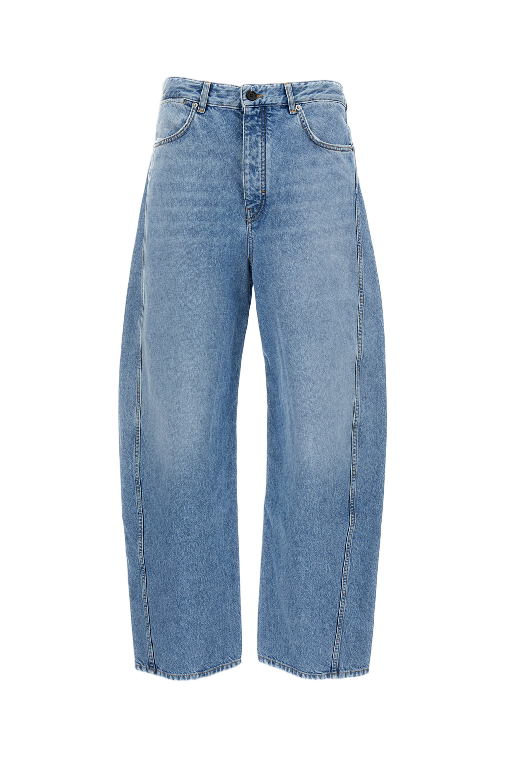 Light Blue Denim Jeans With Bias-Cut Seams