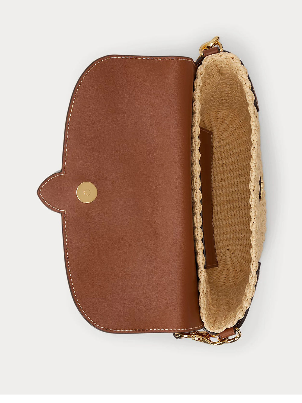 Shoulder Bag with Woven Straw Base