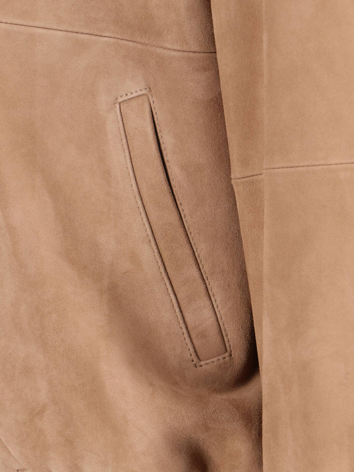 Structured Beige Jacket With High Collar And Zipper Closure