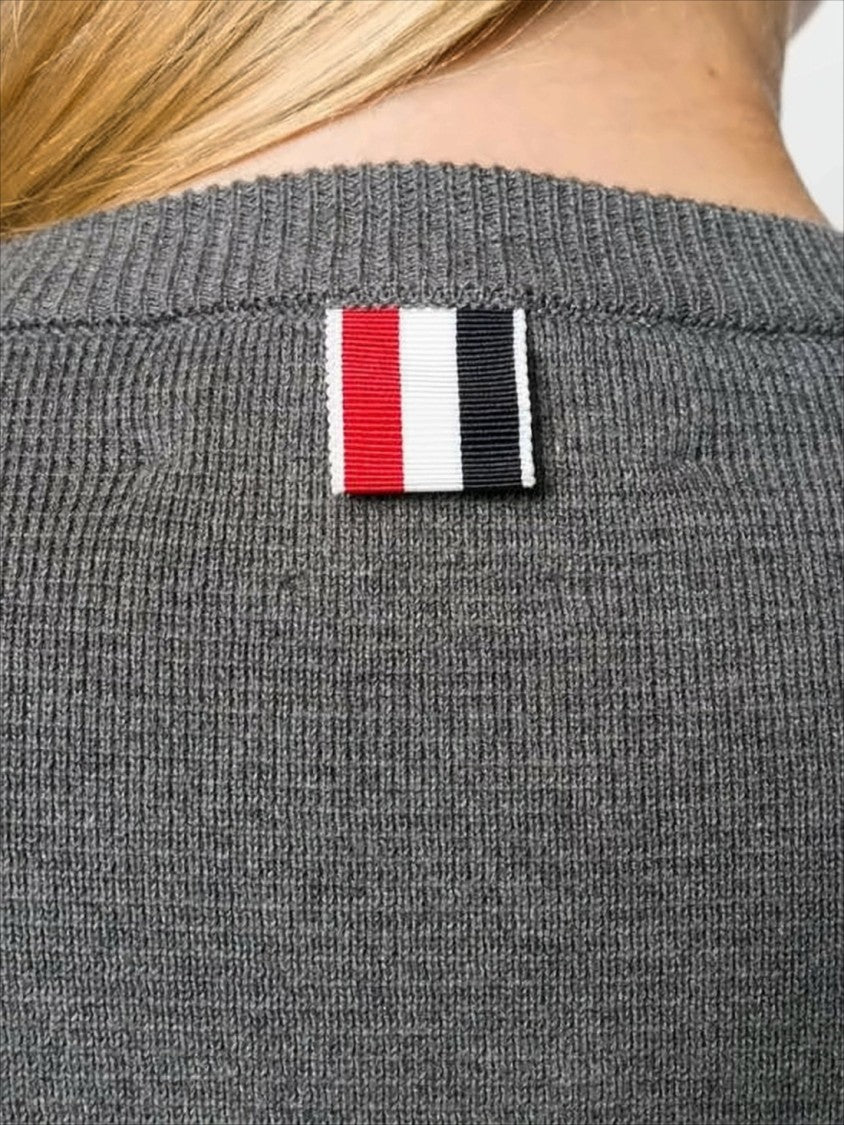 Fitted Knit Sweater with Tricolor Details