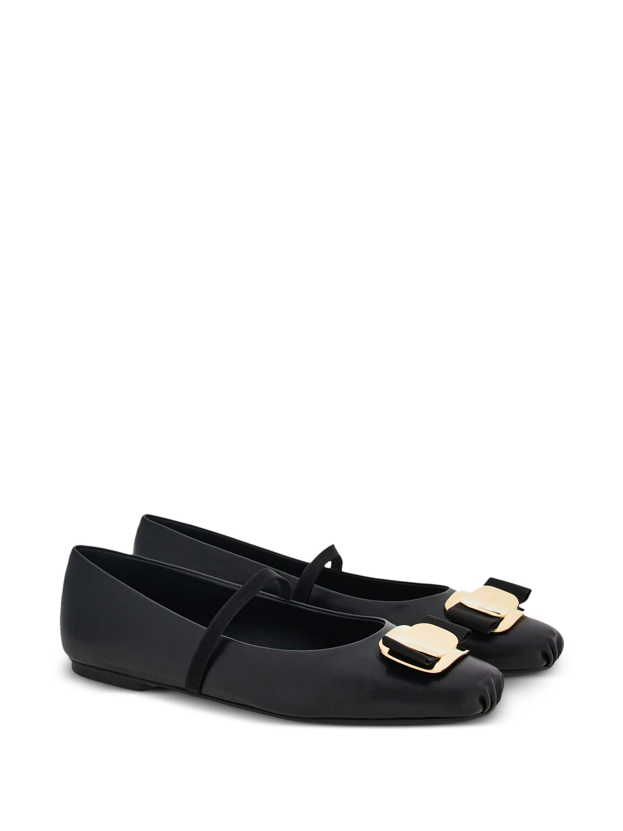 Black Zina Sophisticated Nappa Leather Ballerinas