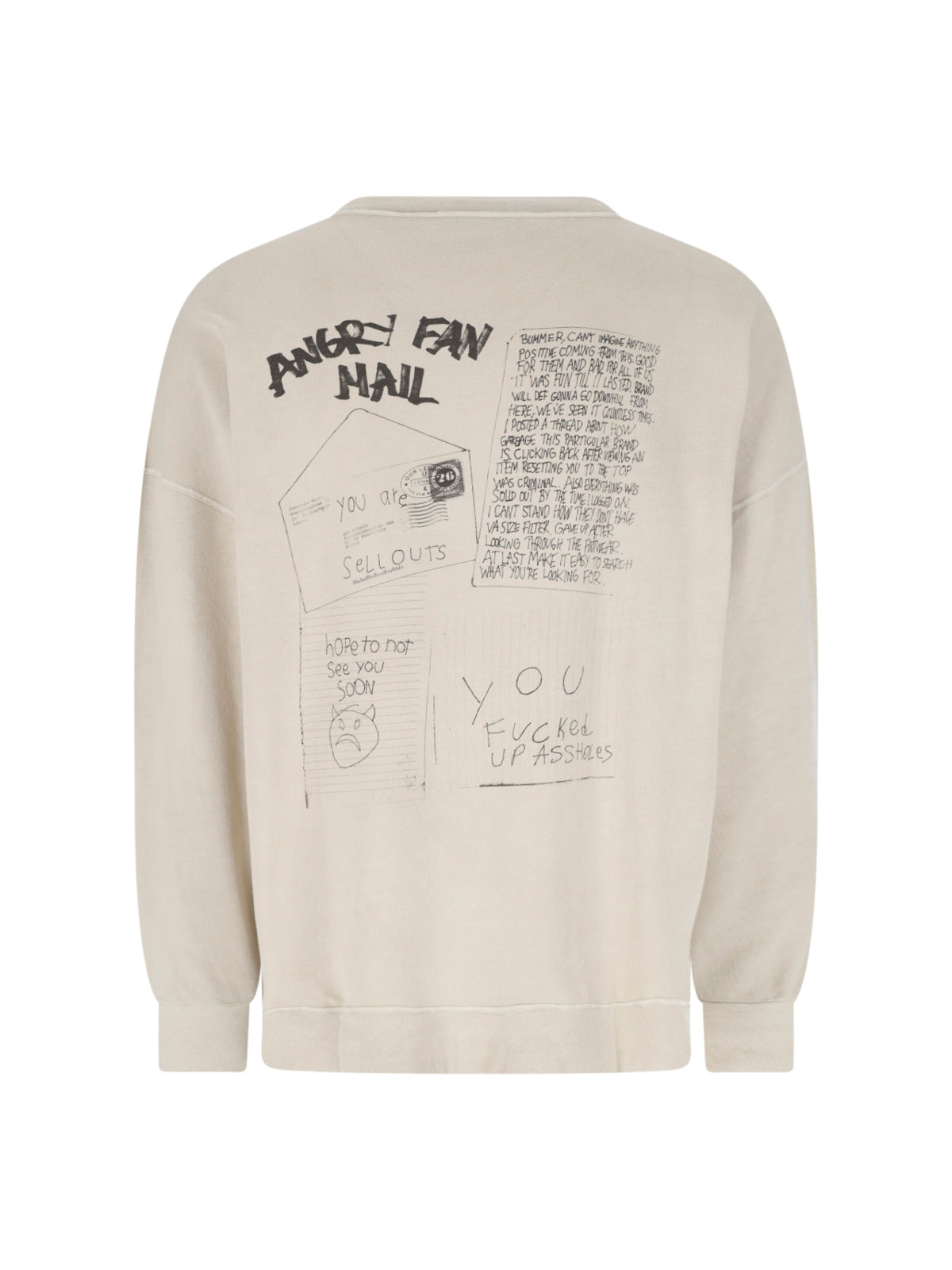Beige Angry Fan Mail Cotton Sweatshirt