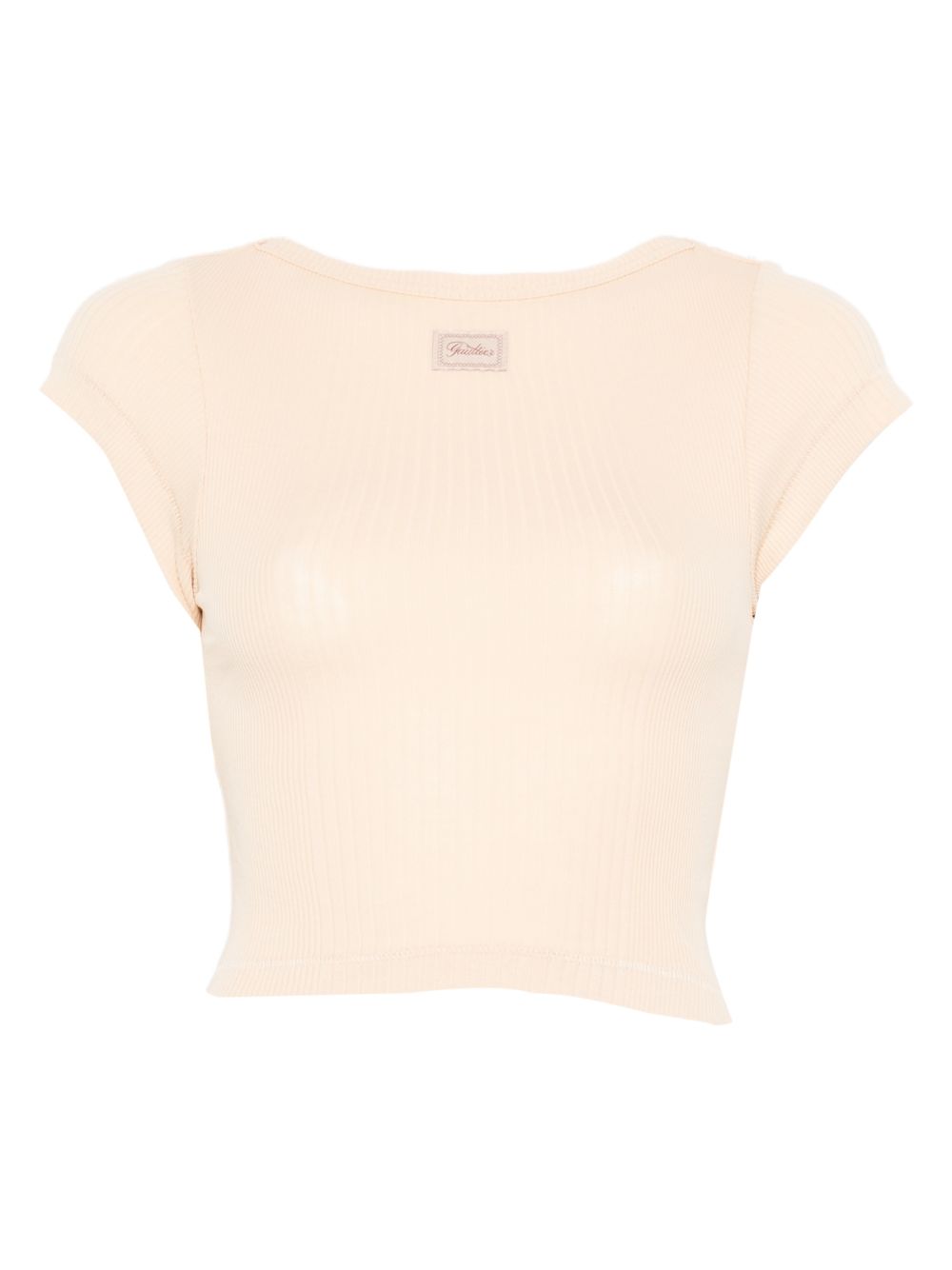 Fitted Ribbed Crop Top With Round Neckline