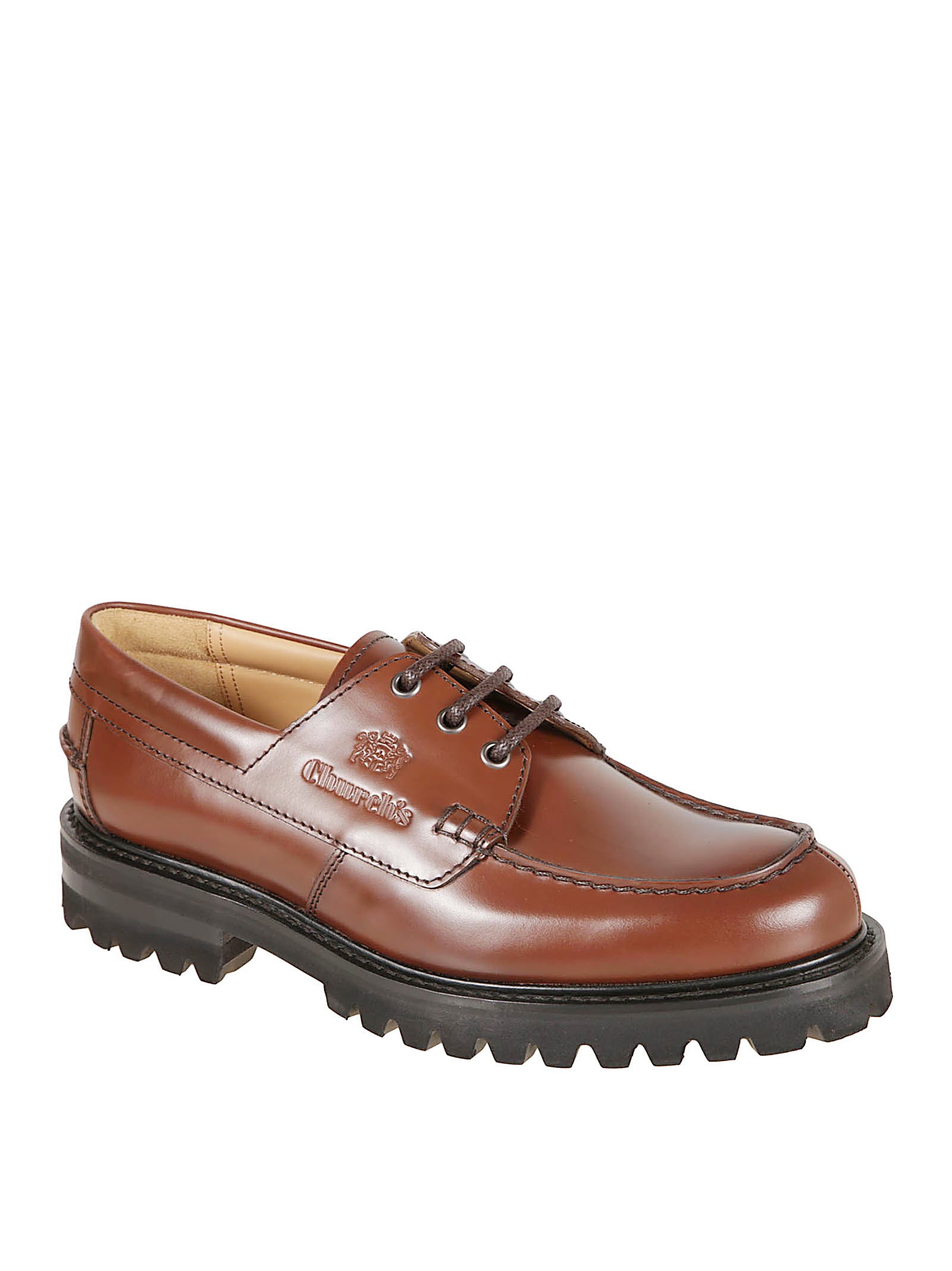 Polished Leather Moc Toe Flat Shoes