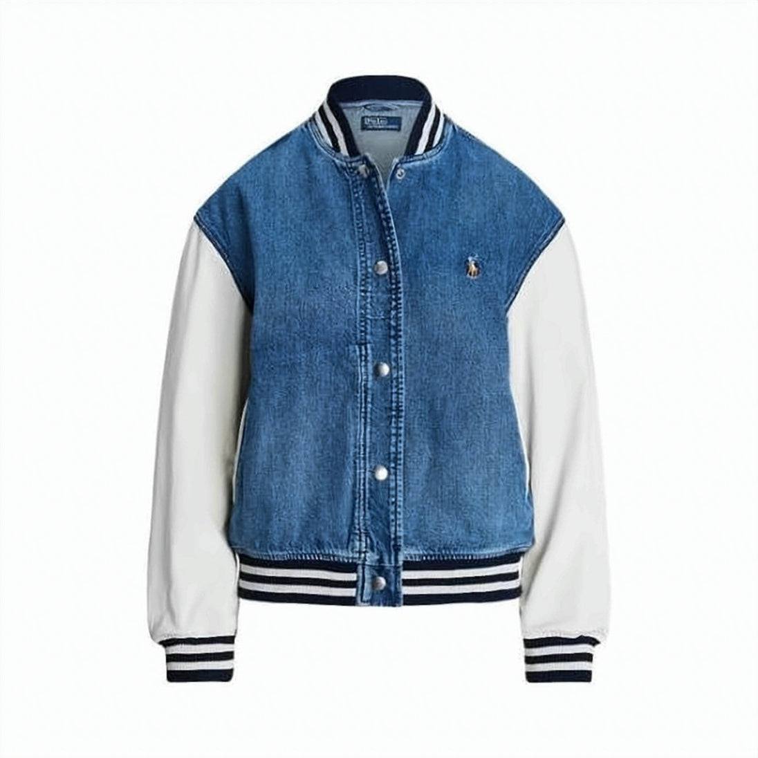 Contrasting Denim Bomber Jacket