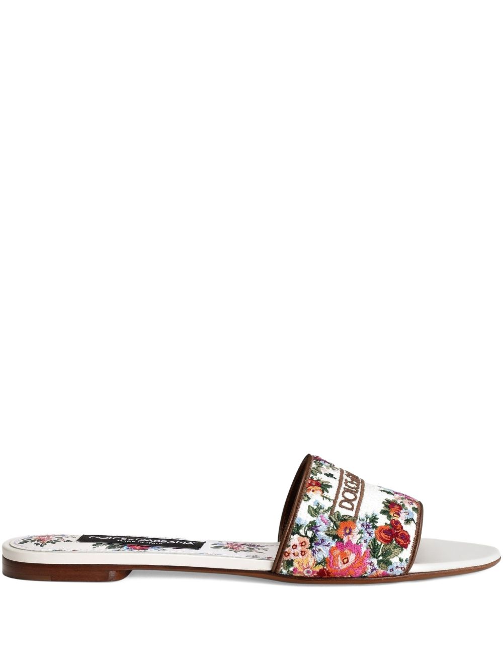 Slip-On Floral Flats with Logo Detail