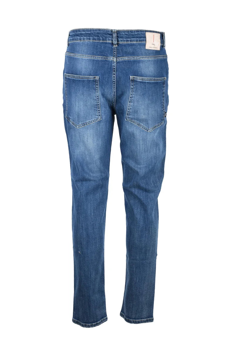 Blue Cotton Elastane Men Jeans