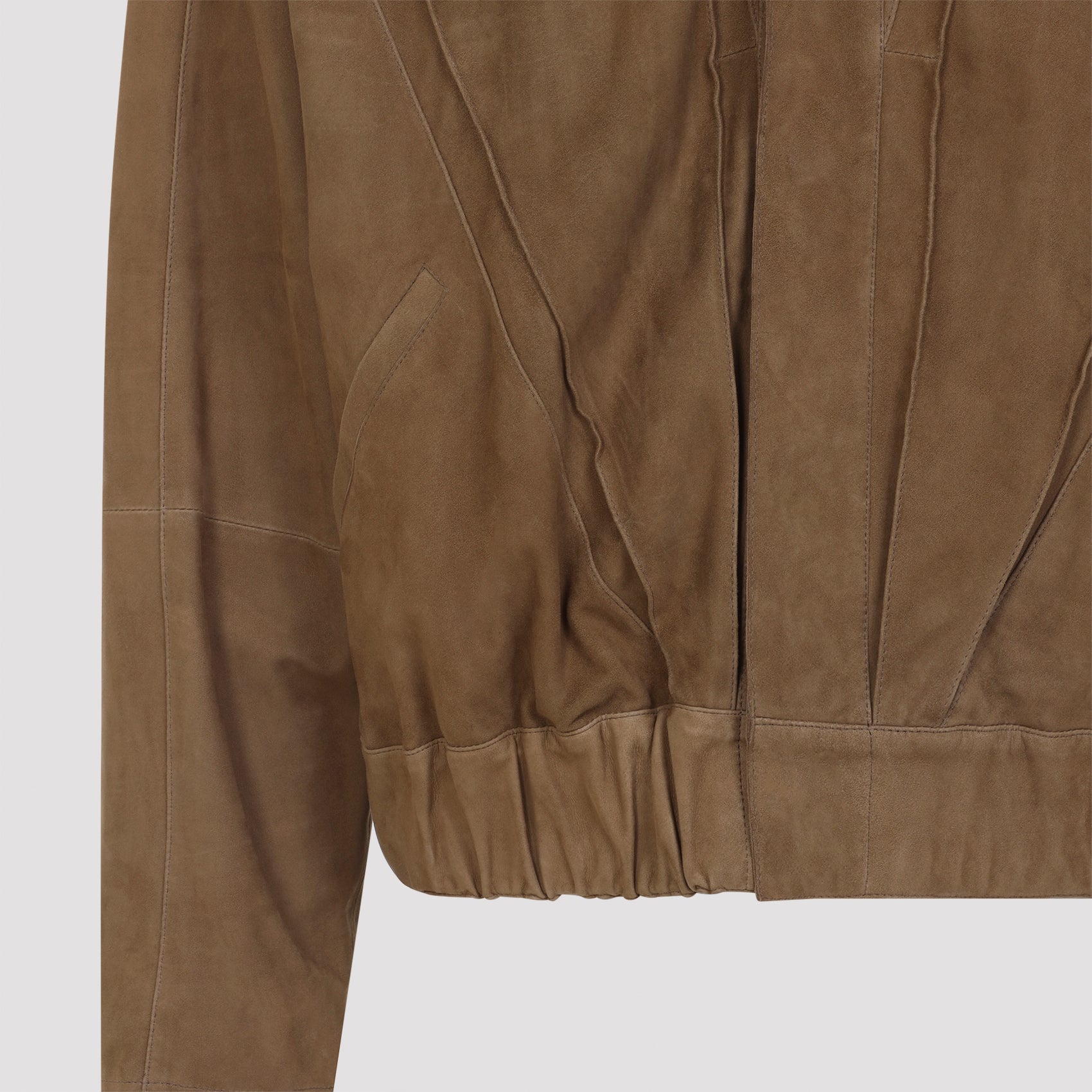 Brown Lamb Leather Jacket With High Collar And