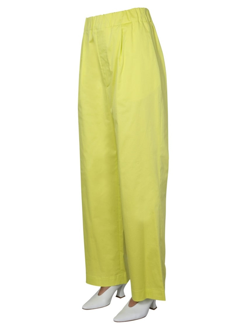 Green Wide Trousers With Elasticated Waistband