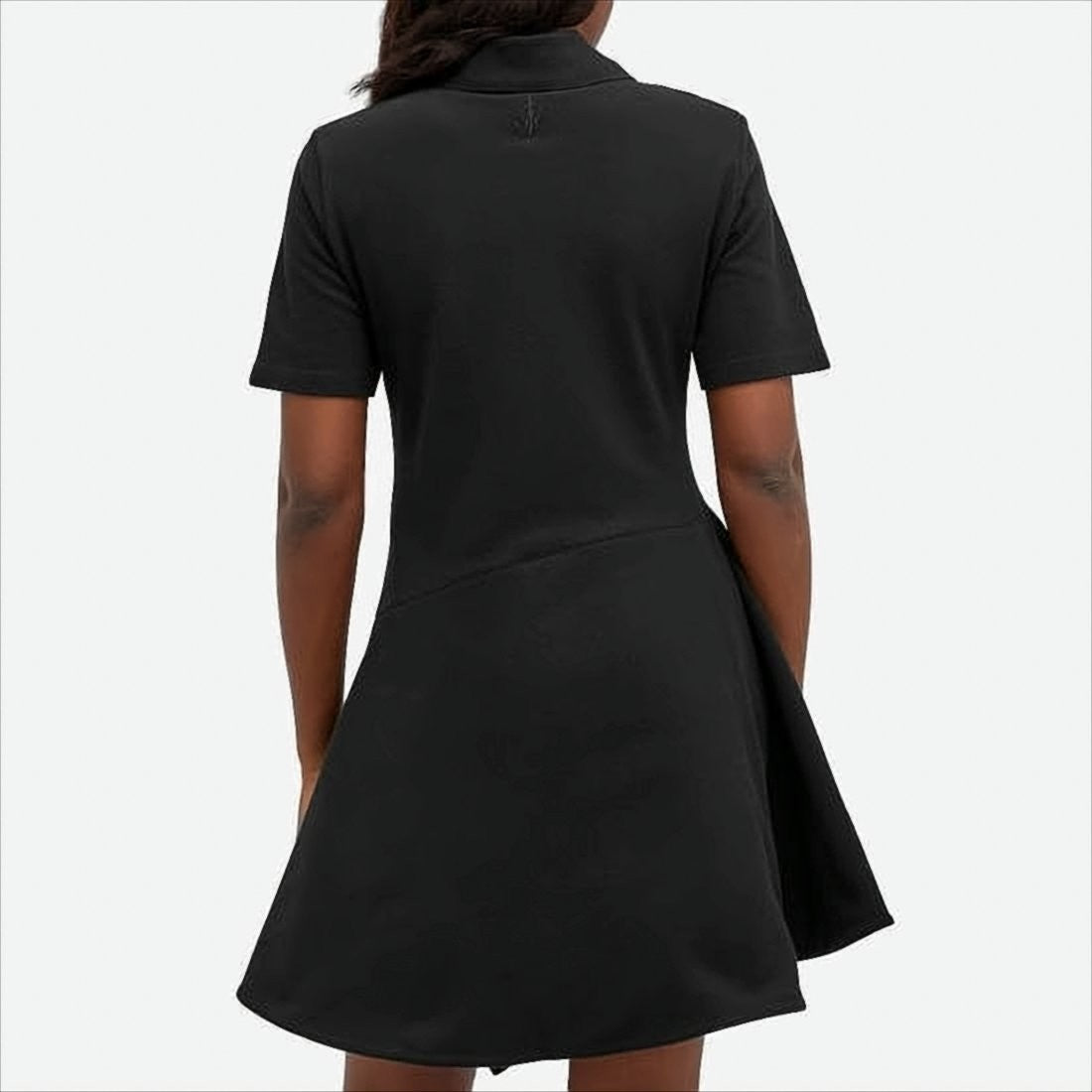 Polo Collar Midi Dress With Asymmetrical Hemline