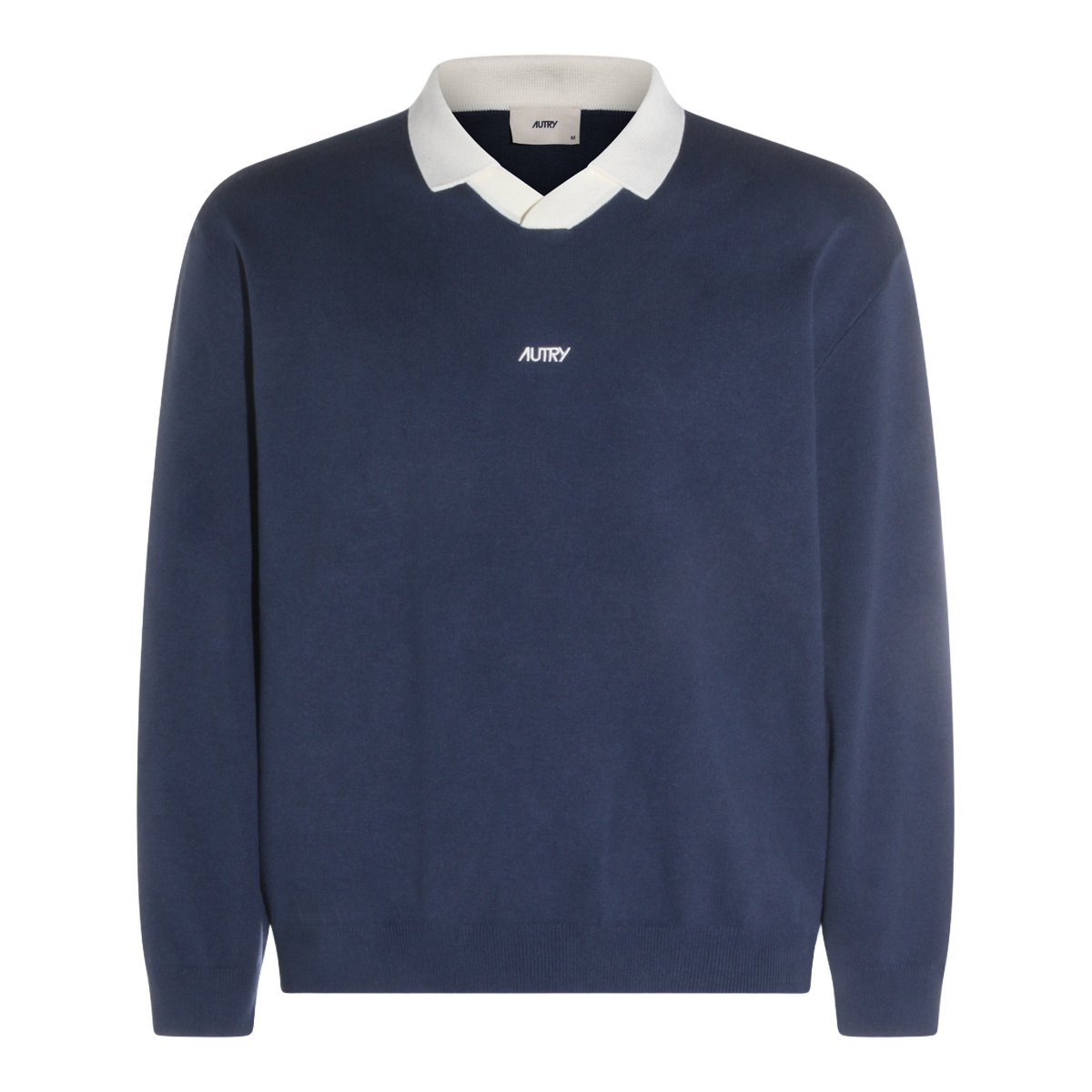 Deep Navy Blue Sweater with Contrast Collar