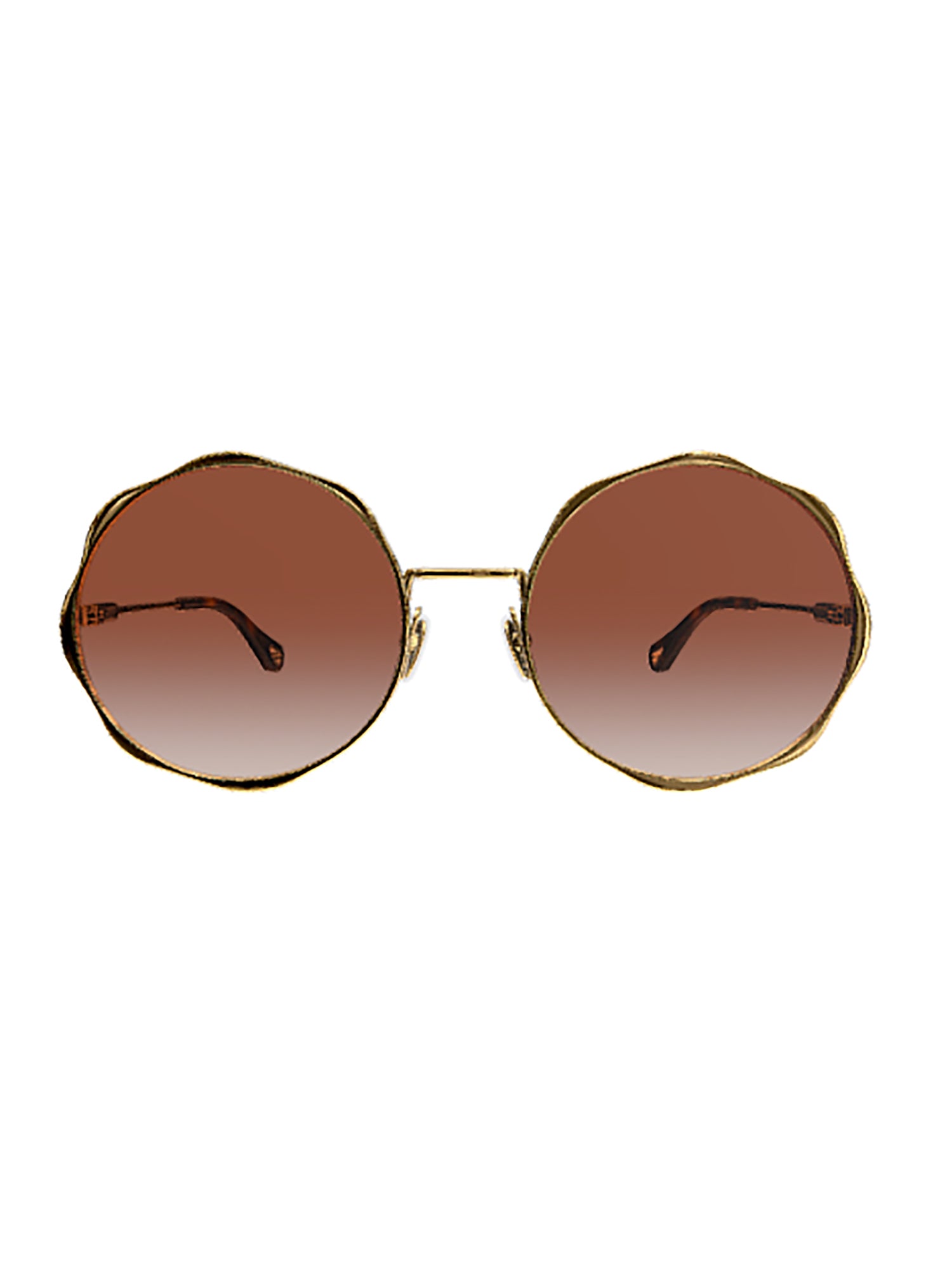 Oversized Round Sunglasses with Wavy Metallic Frame