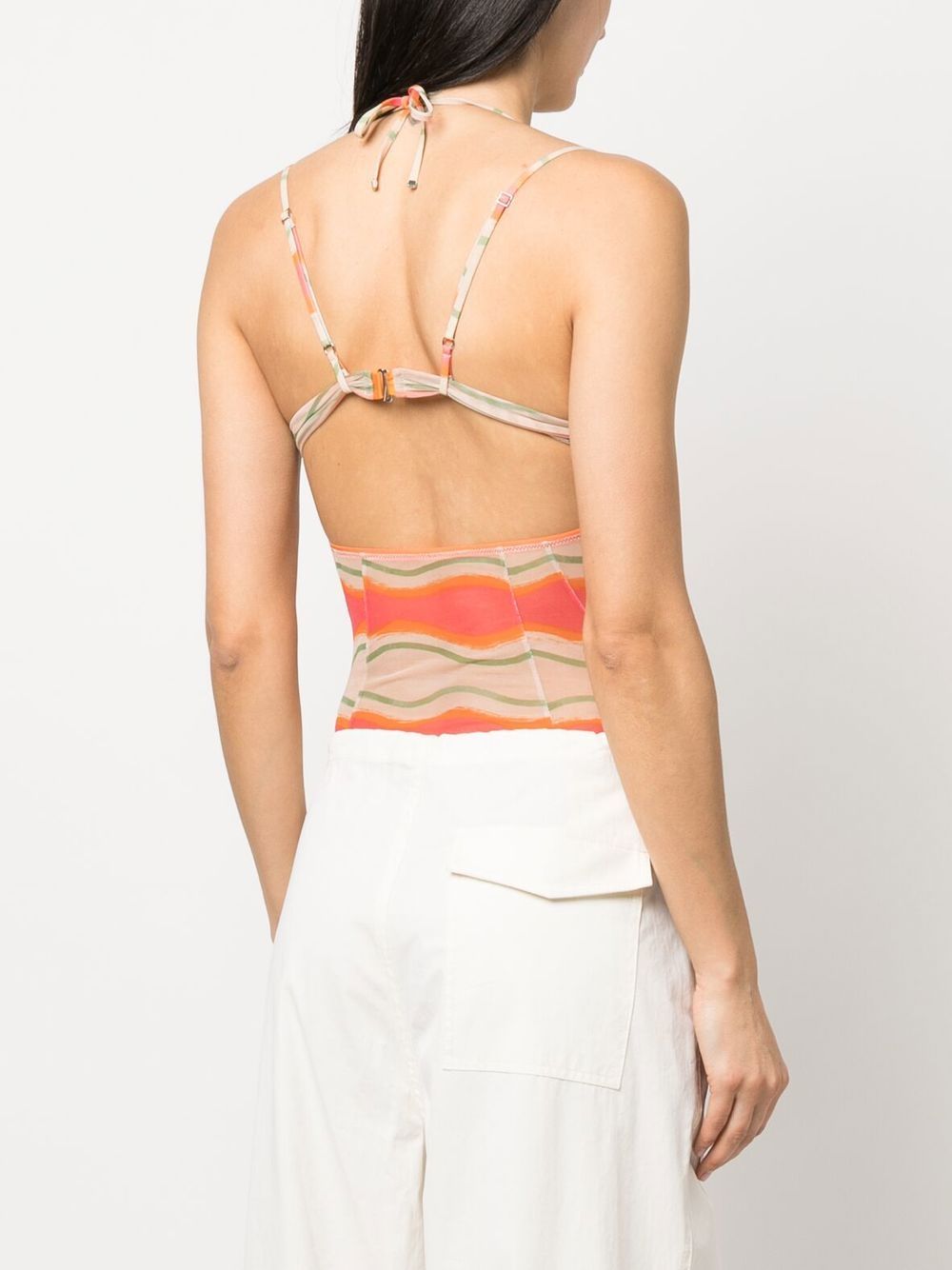 Graphic-Print Mesh Bodysuit
