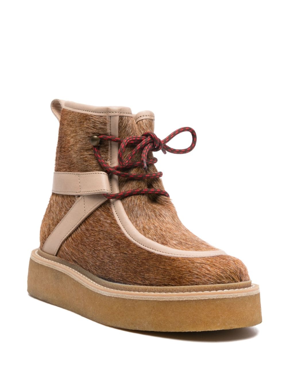 Tobacco Brown Calf Hair Ankle Boots