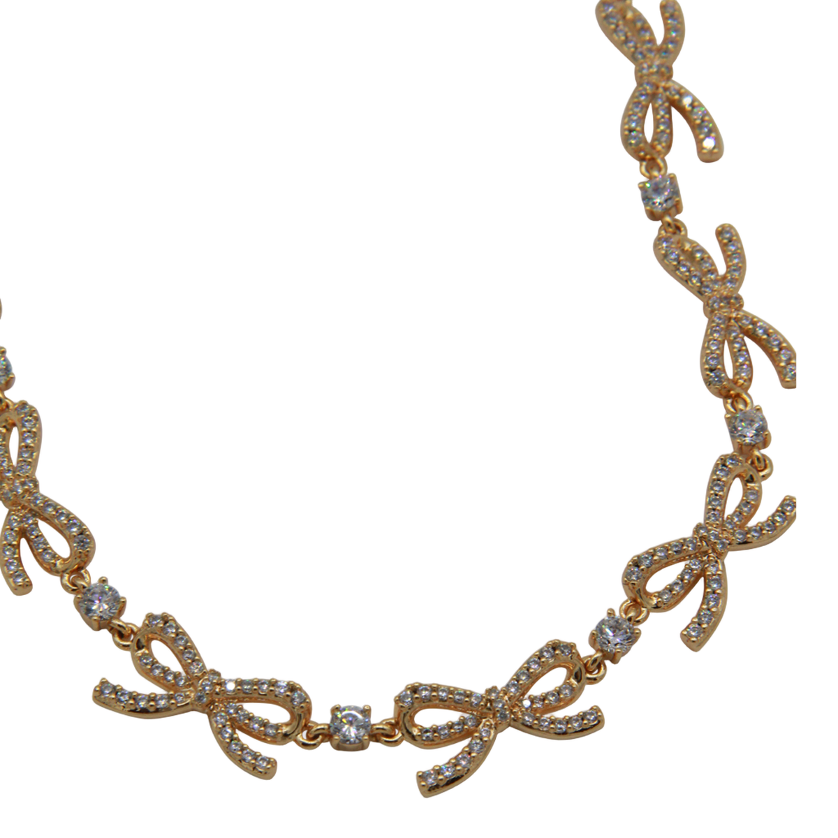 Bow-Link Necklace With Crystal Accents