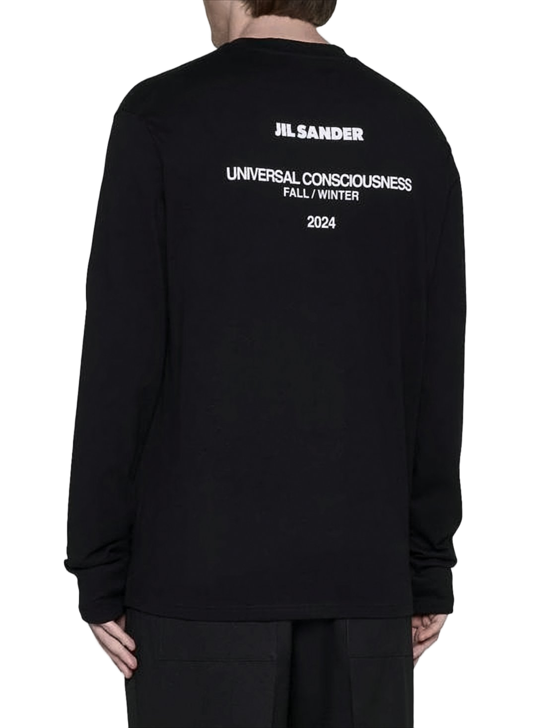 Long-Sleeve Black Cotton Shirt with Graphic Detail