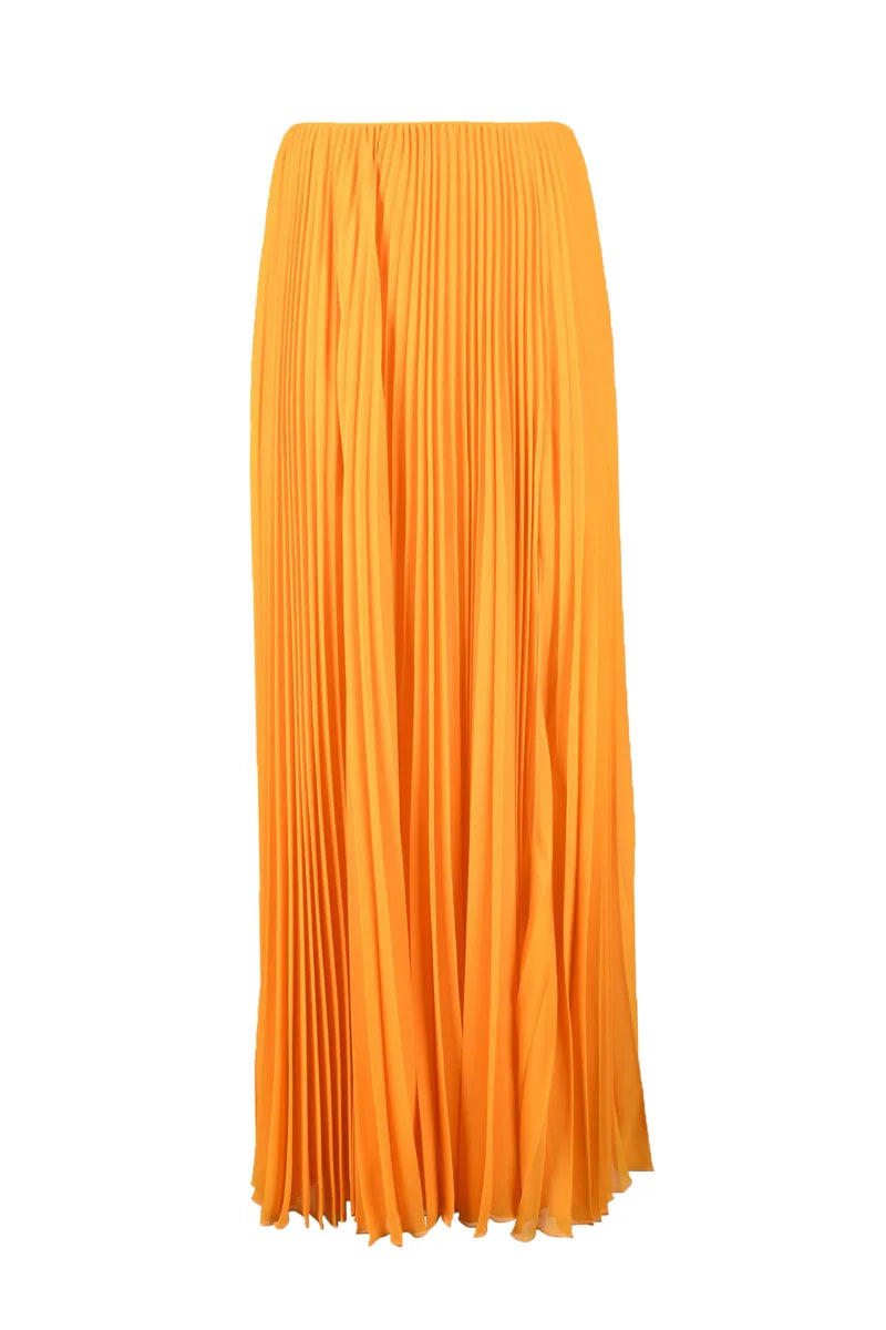 Long Pleated Skirt - Orange