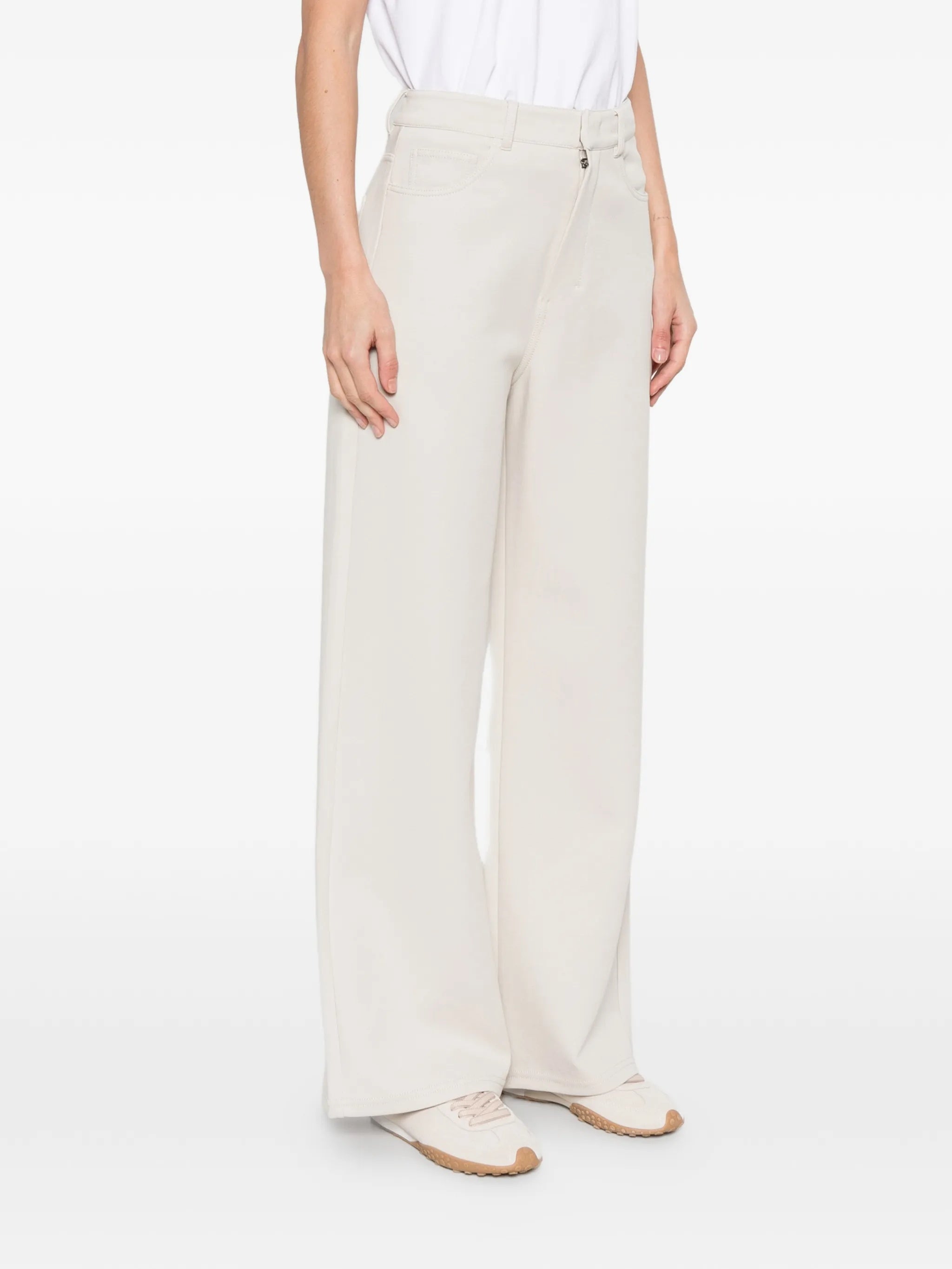 Wide-Leg Pants with High Waist and Structured Finish