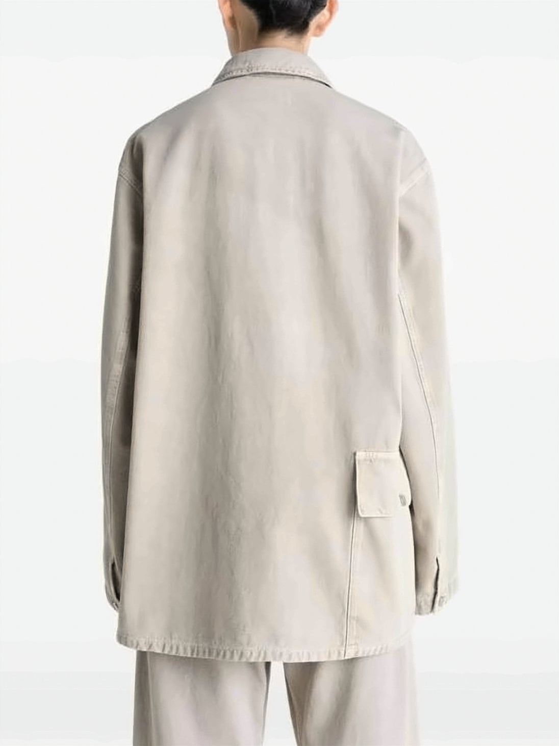 Beige Washed Cotton Patch Pocket Jacket