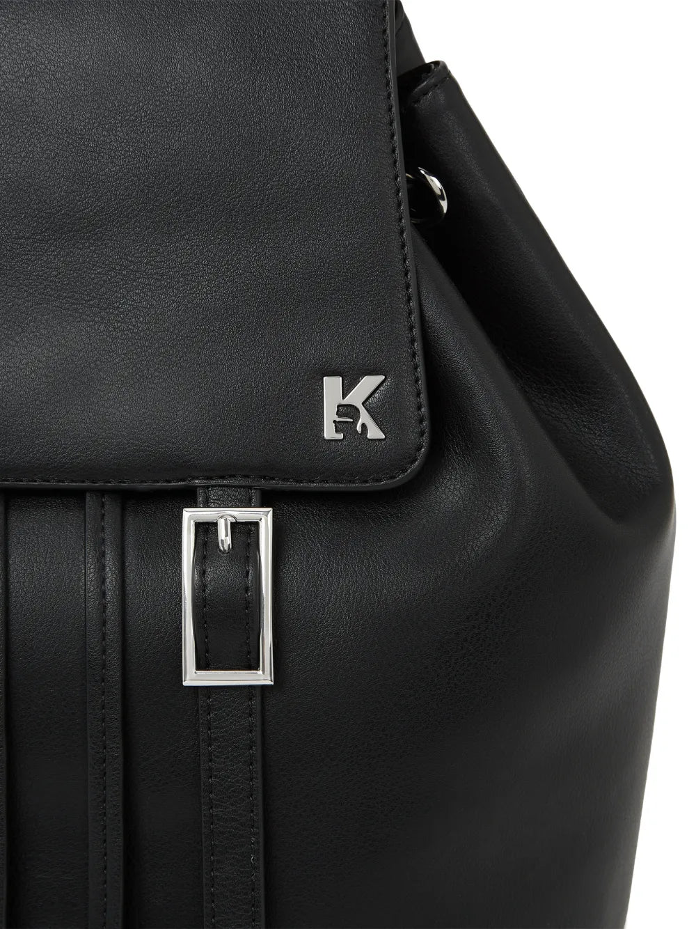 Smooth Finish Black Backpack with Buckle Closure