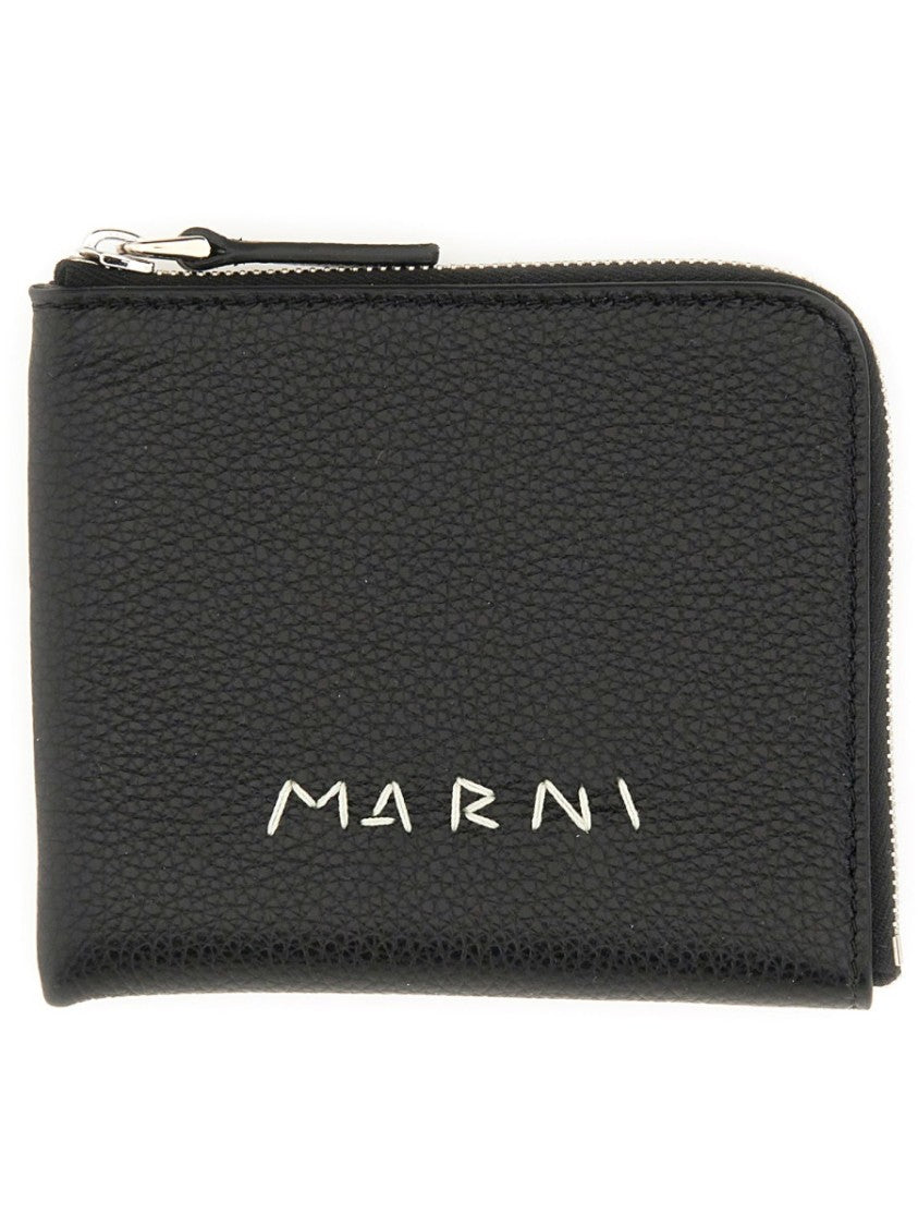 Textured Calf Leather Zip Wallet