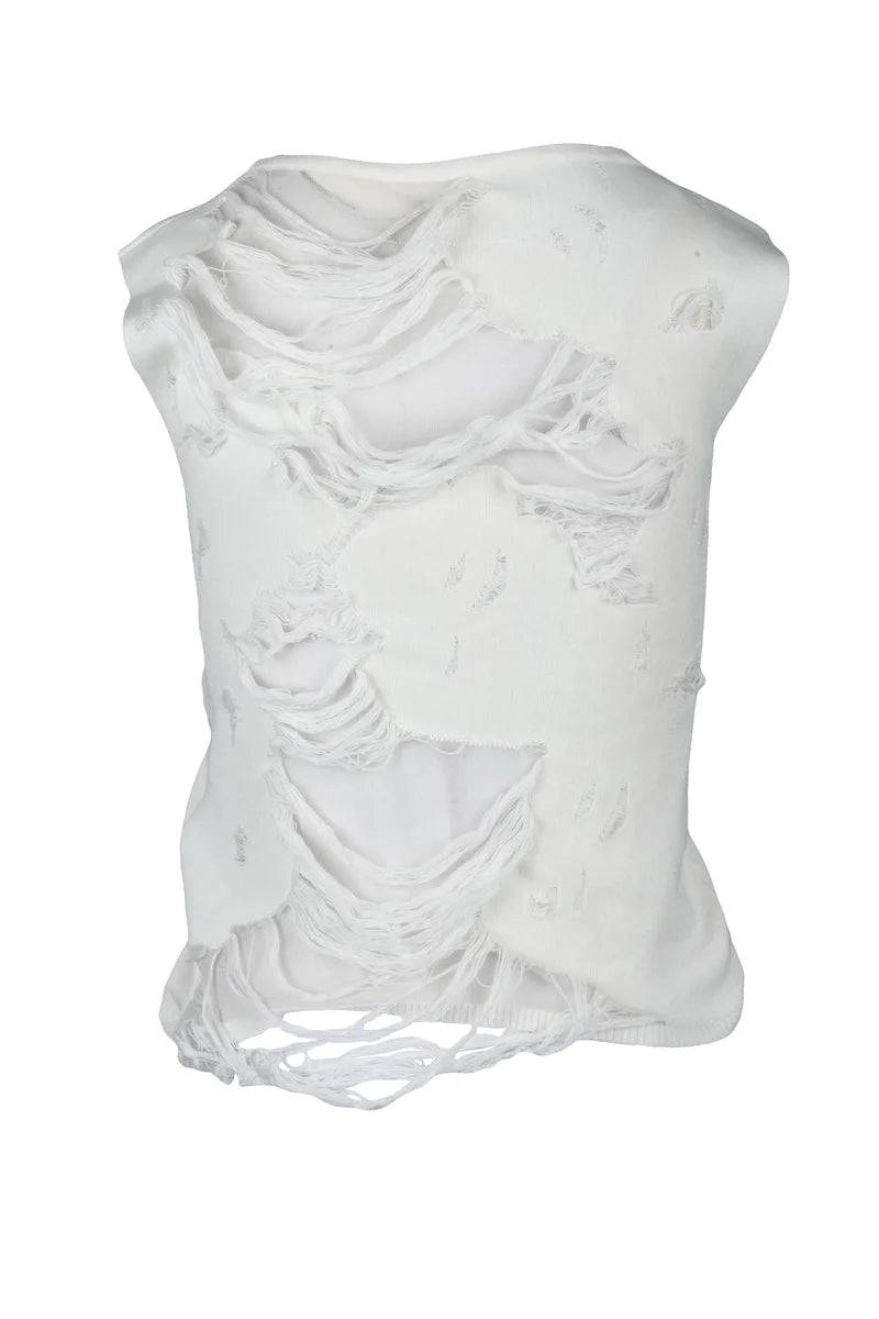 Cotton Blend Tank Top - White