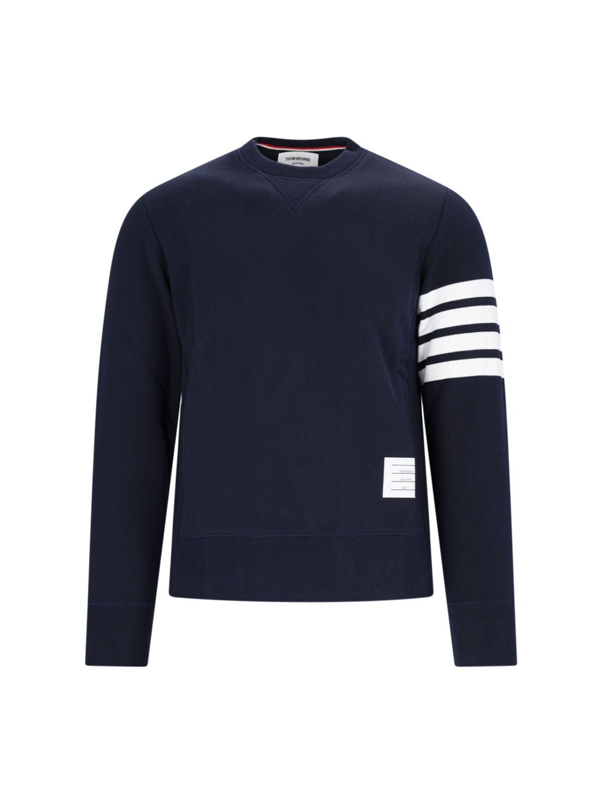 "4-Bar" Crew Neck Sweatshirt, In Blue Cotton