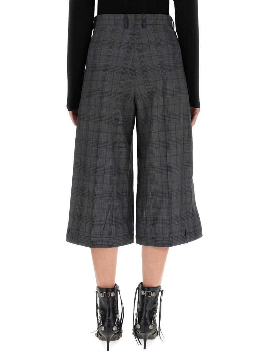 Deconstructed Wide-Leg Shorts in Wool