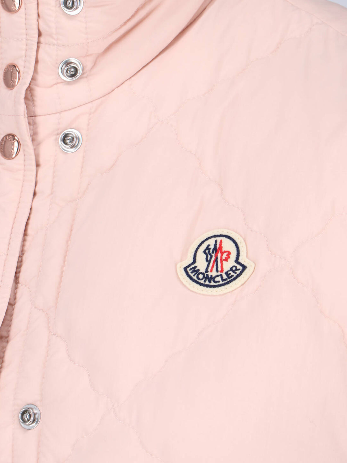 Pink Padded High-Collar Quilted Vest
