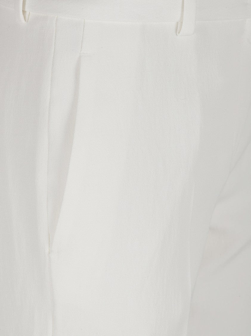 Tailored White Trousers With Structured Waistband