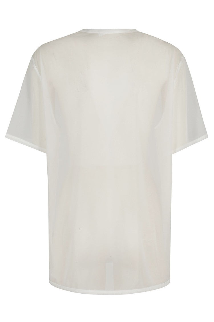 Transparent Chiffon Logo T-Shirt With Crew Neck