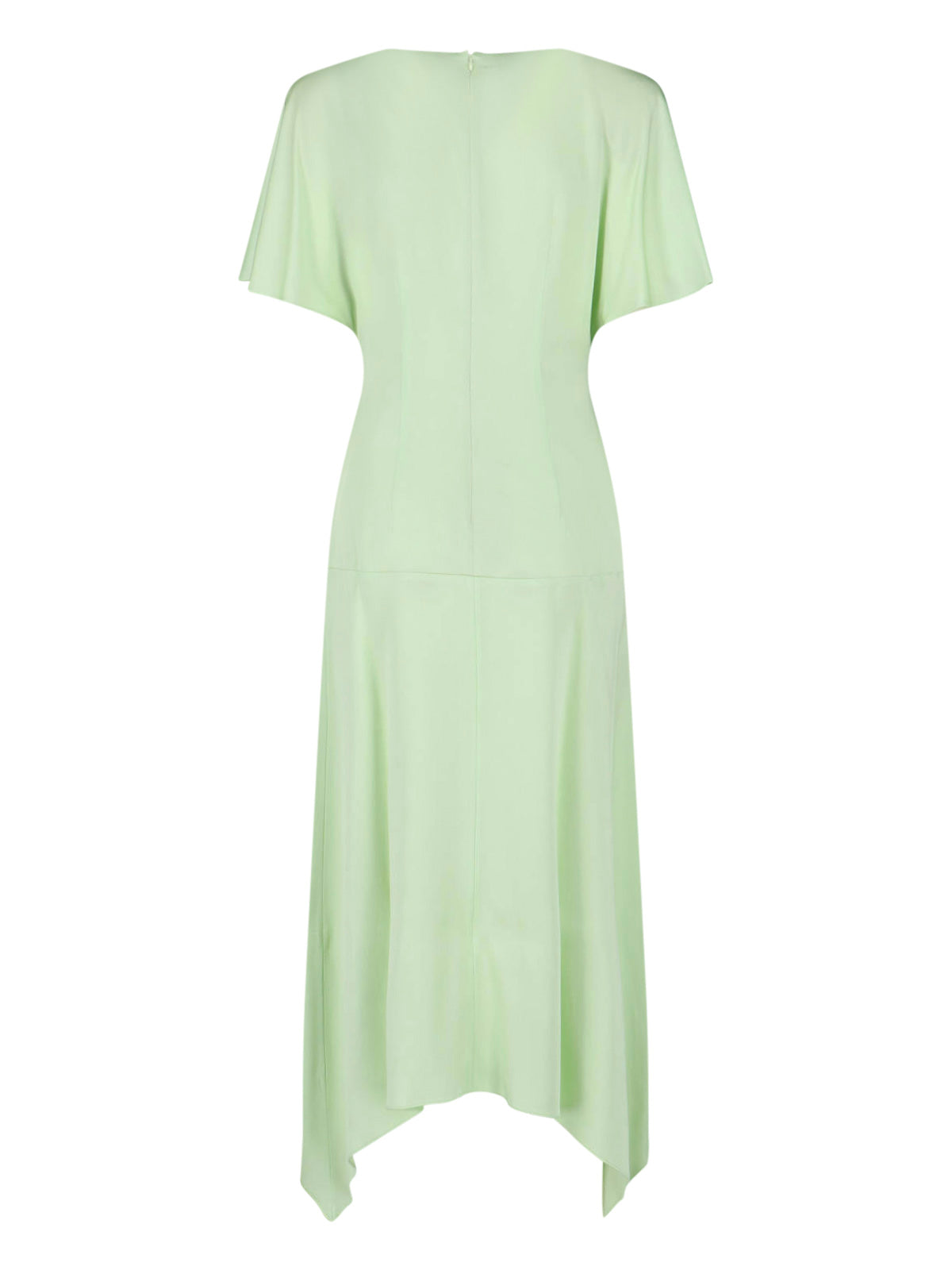 Green Asymmetrical Viscose Blend Midi Dress