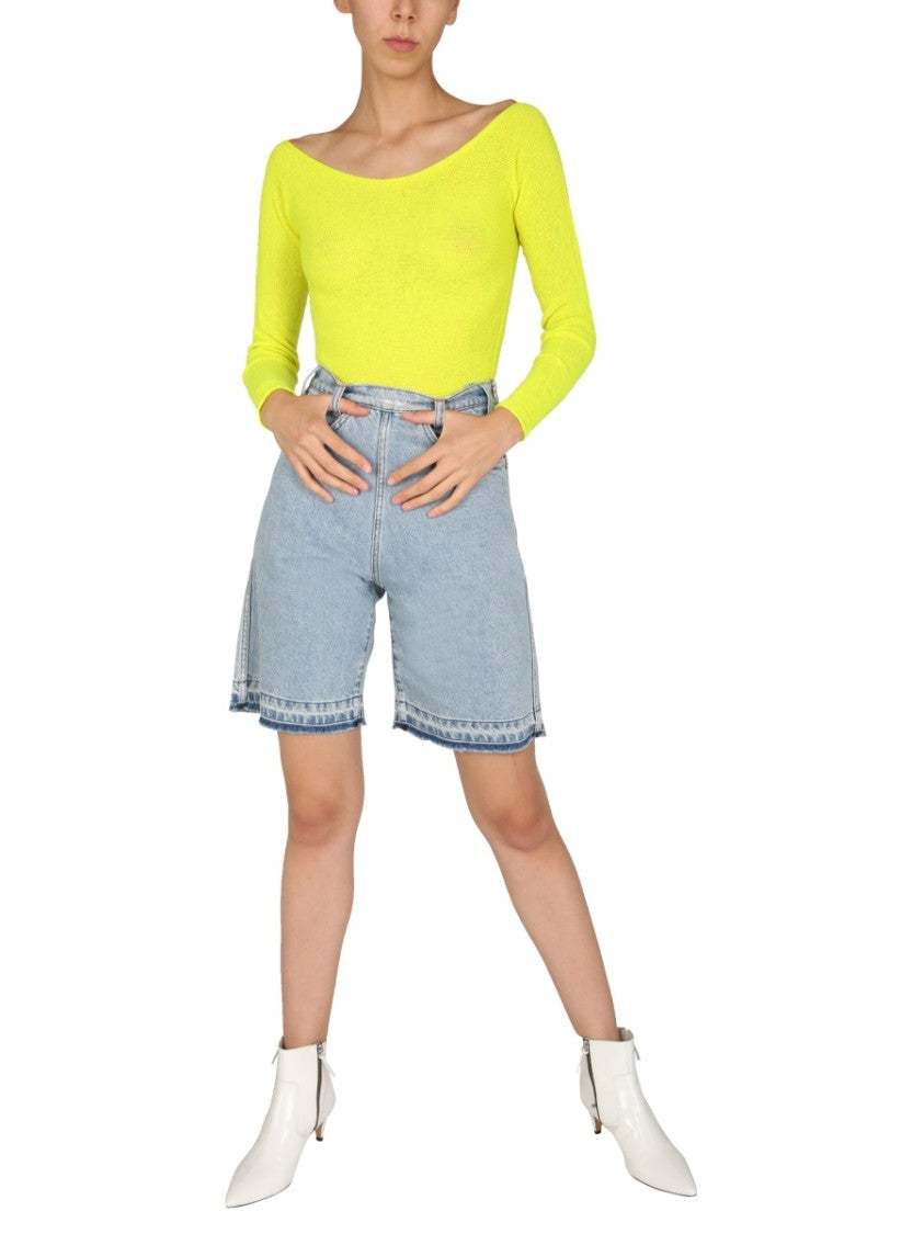 Light Wash Denim Bermuda Shorts