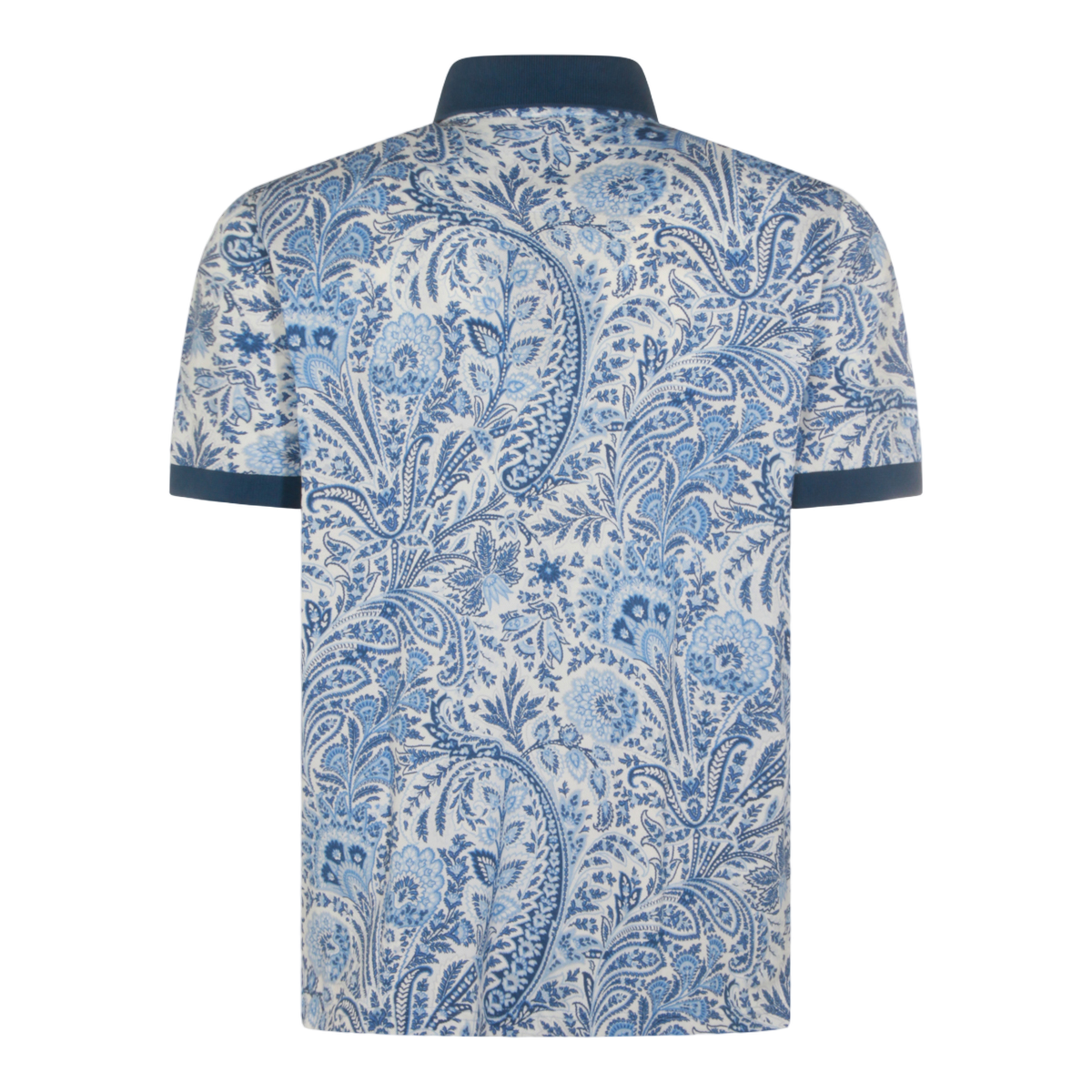 Blue Paisley Polo Shirt with Contrasting Collar