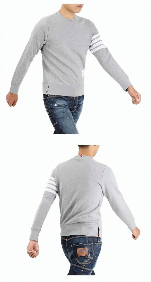 Crew Neck Sweatshirt with Horizontal Stripe Detail