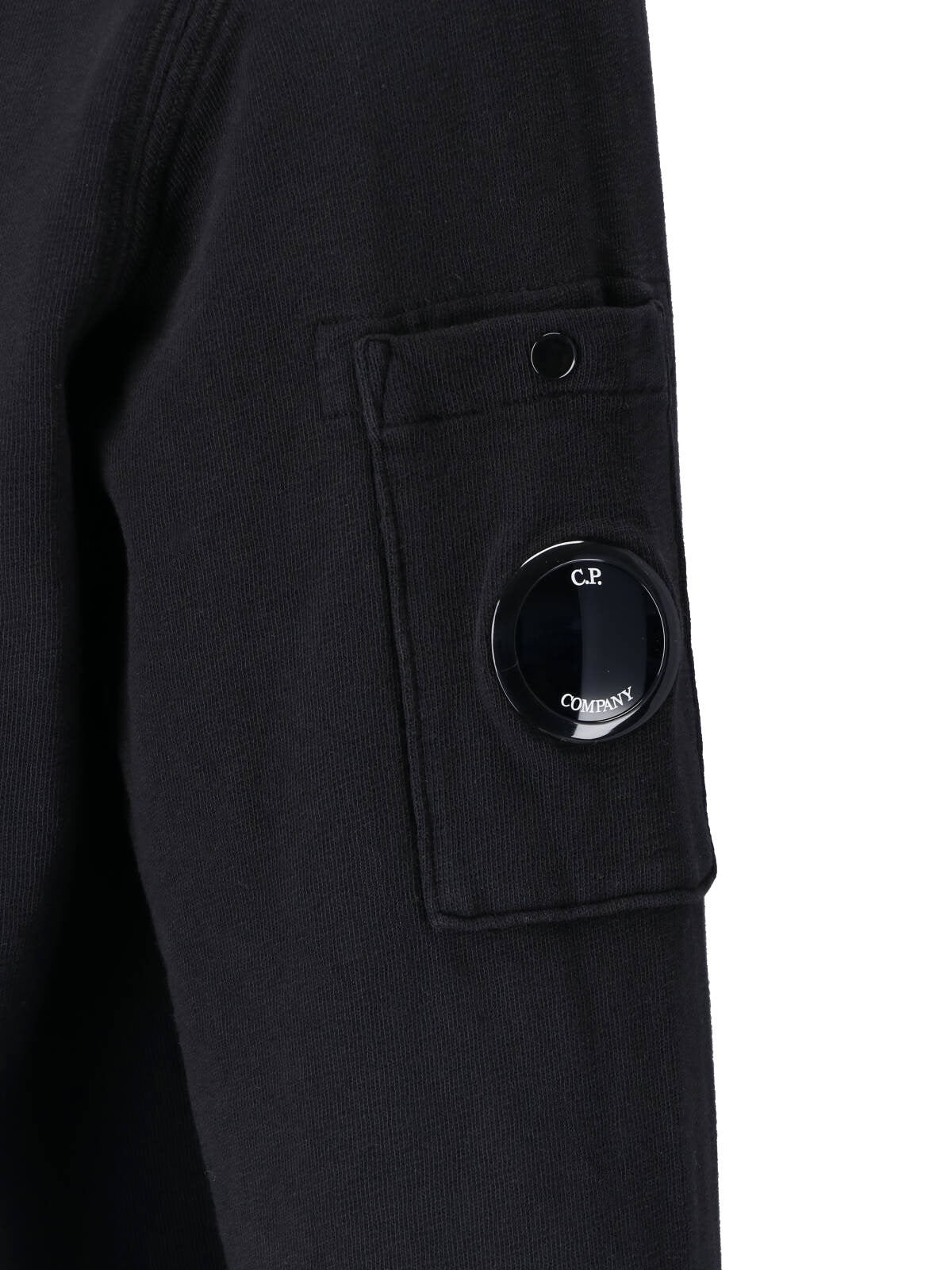 Black Half-Zip Lens Detail Cotton Sweatshirt