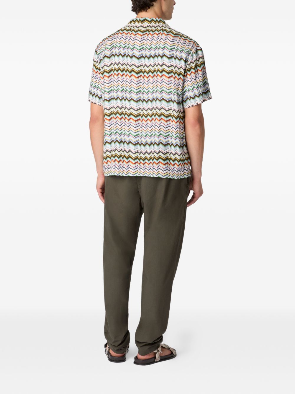 Irregular Zigzag Print Short-Sleeved Shirt