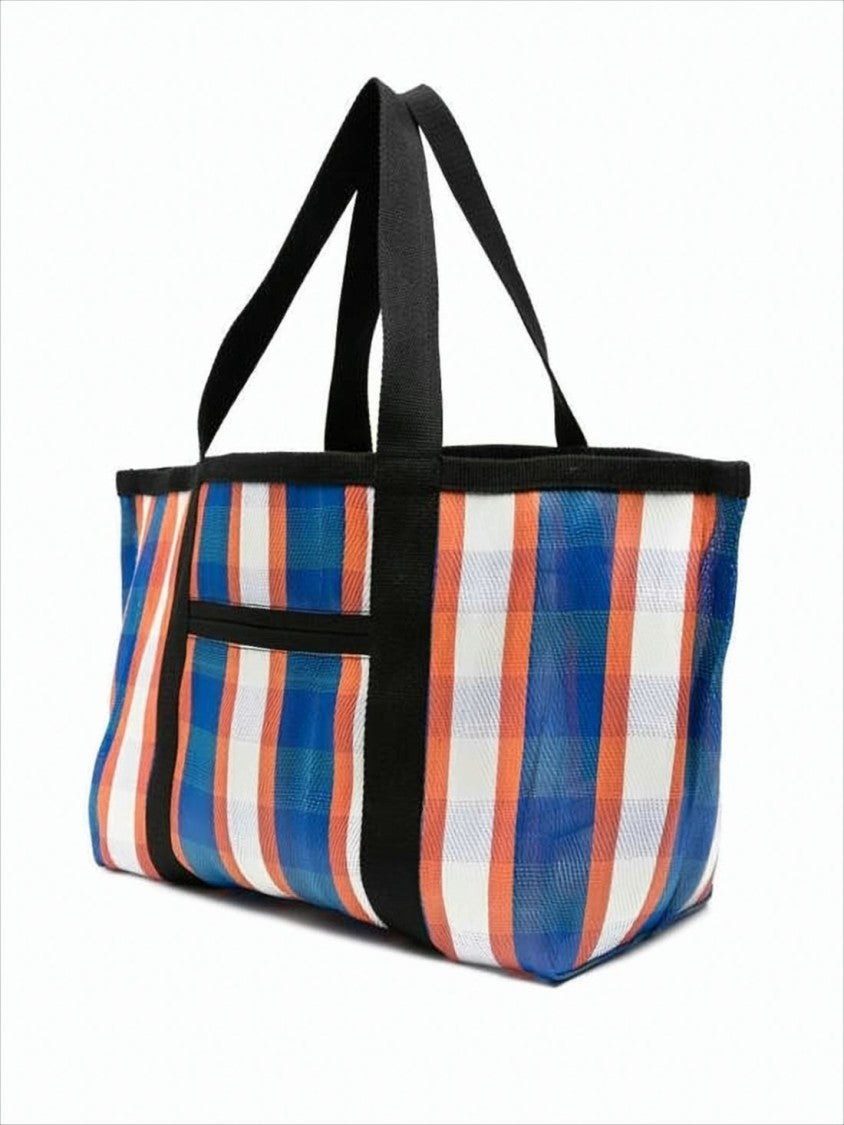 Large Rectangular Shoulder Bag with Plaid Design