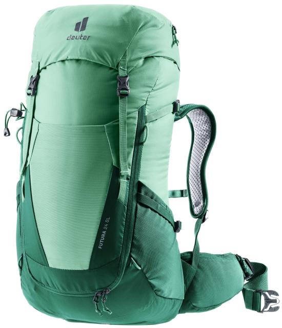 Dual-Tone Green Deuter Backpack With Padded Straps And Buckle Closure