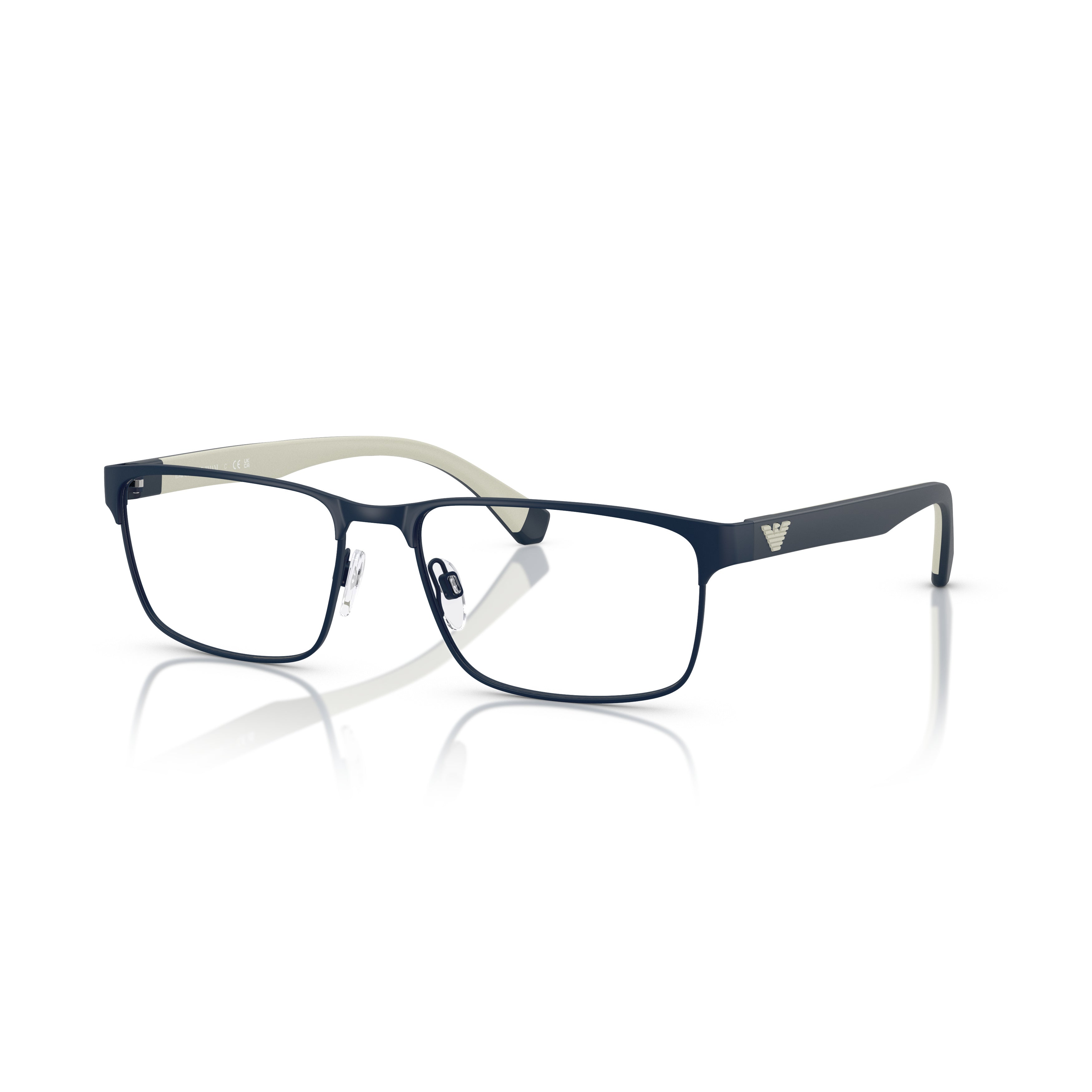 0ea1105 Rectangular Matte Metal Eyeglass Frames with Subtle Logo