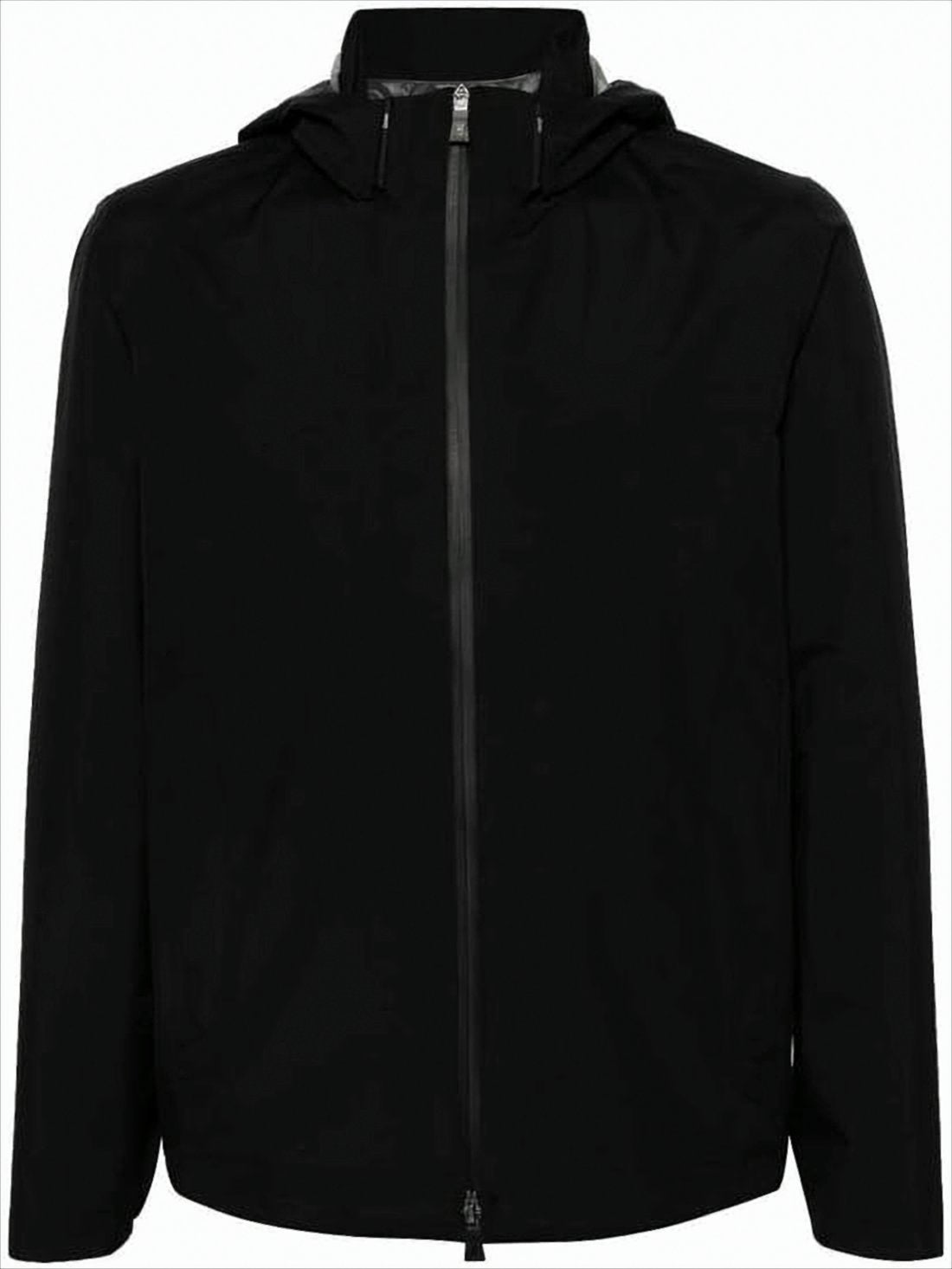 Minimalist Black Jacket with Full Zip Closure