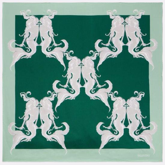 Intricate Silk Scarf with Mythical Horse Motif