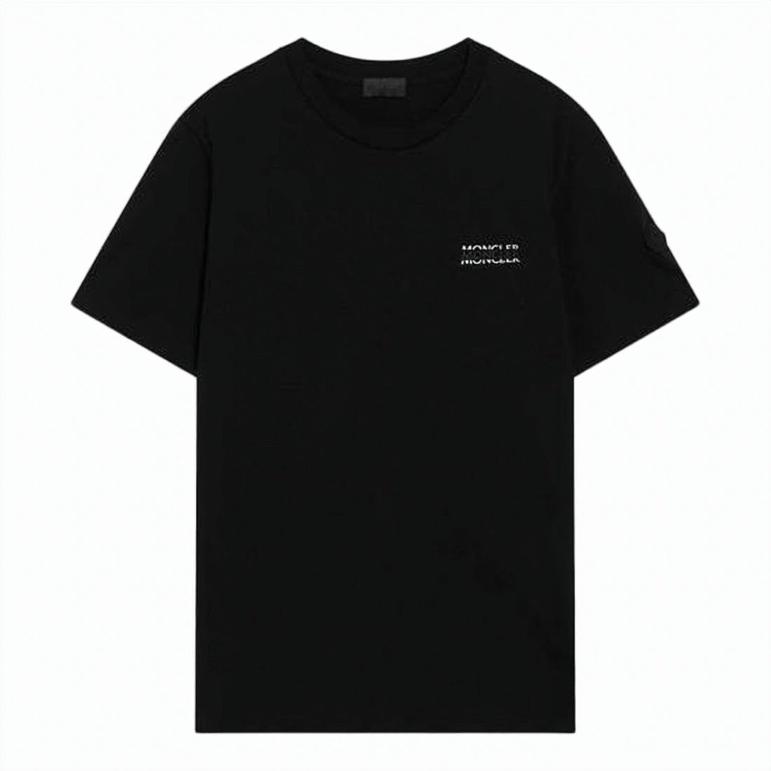 Short-Sleeve Black Cotton T-Shirt with Detail