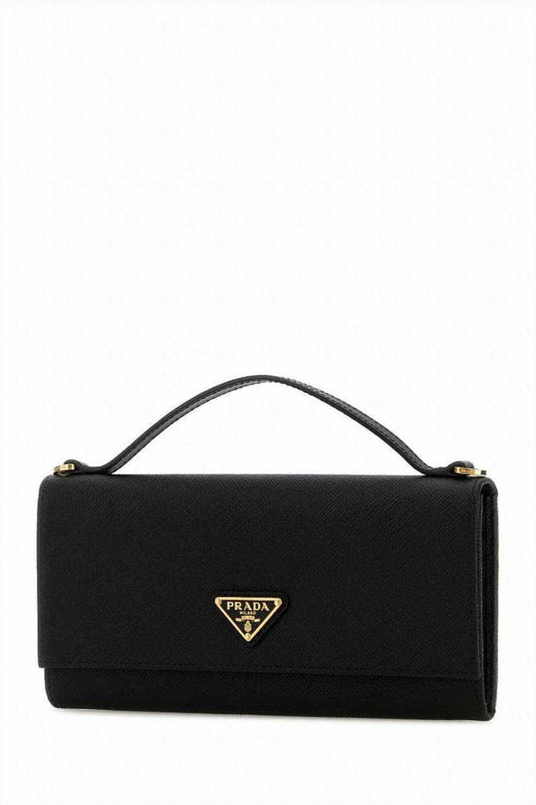 Black Rectangular Calf Leather Long Wallet
