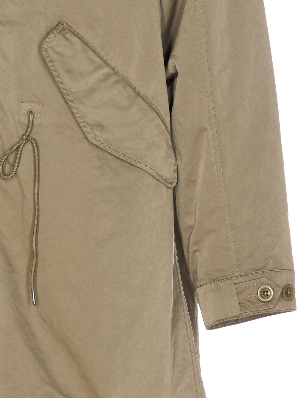 Beige Fishtail Parka With Detachable Inner Jacket