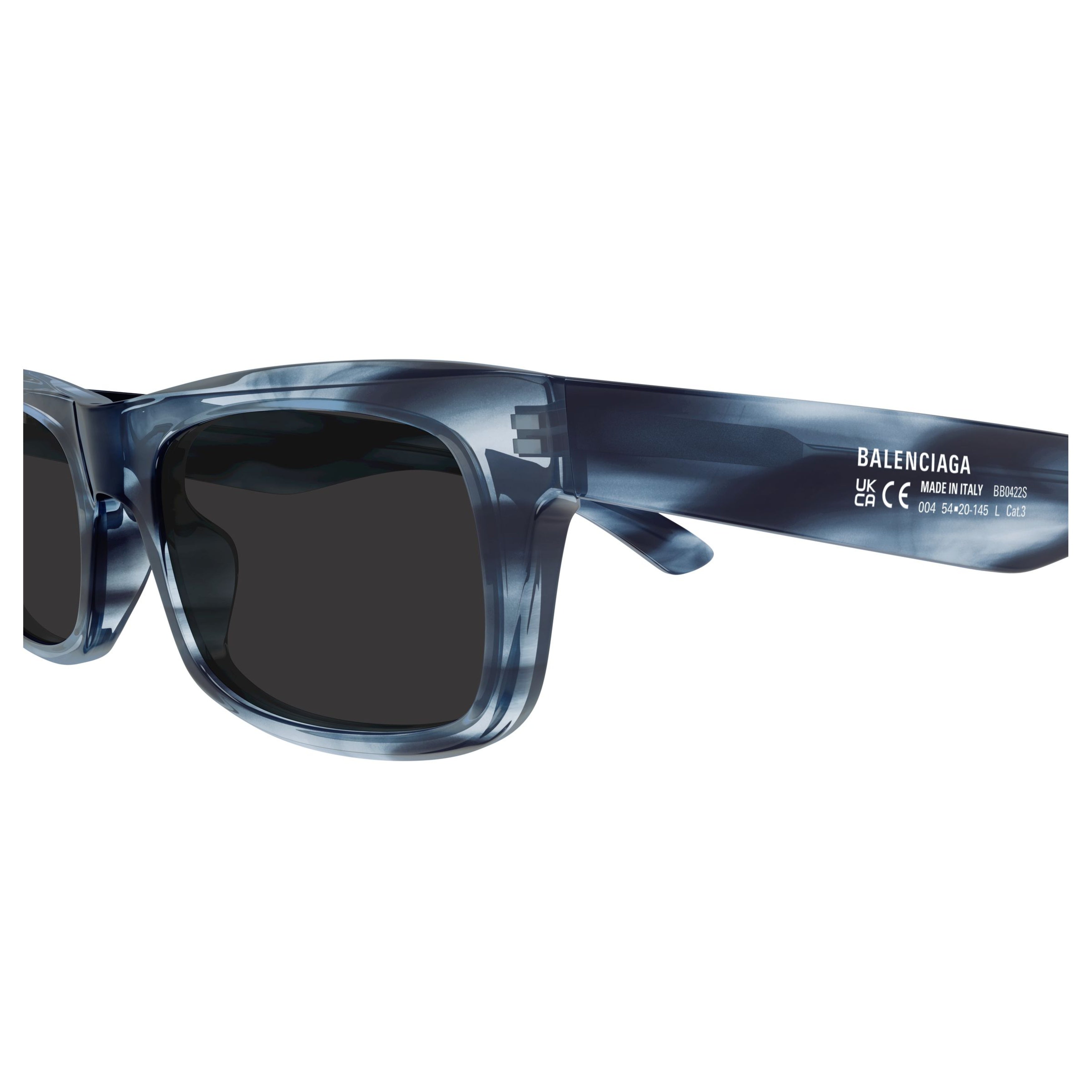Bb0422s Marbled Dark Blue Rectangular Sunglasses