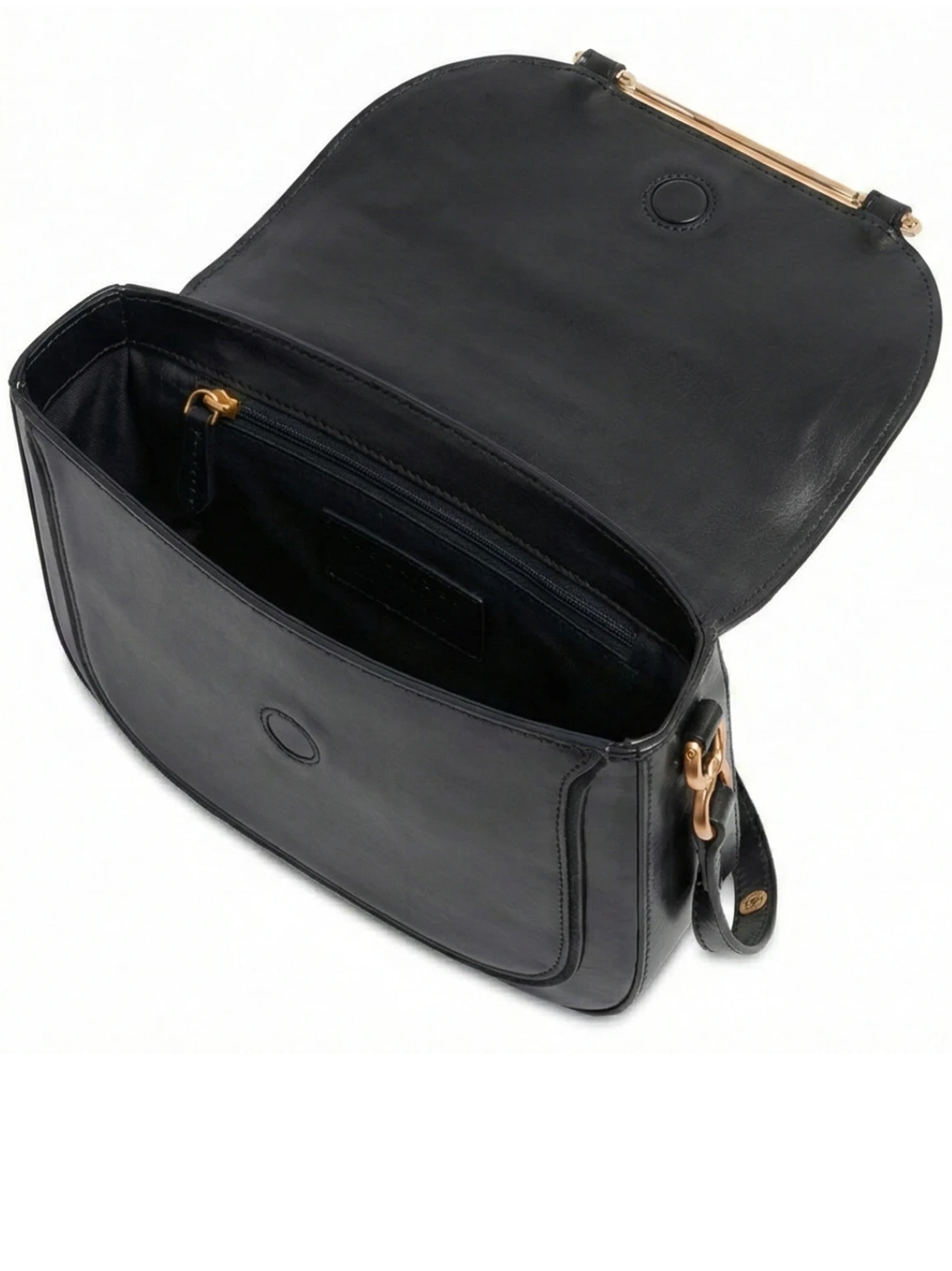 Black Crossbody Structured Leather Satchel