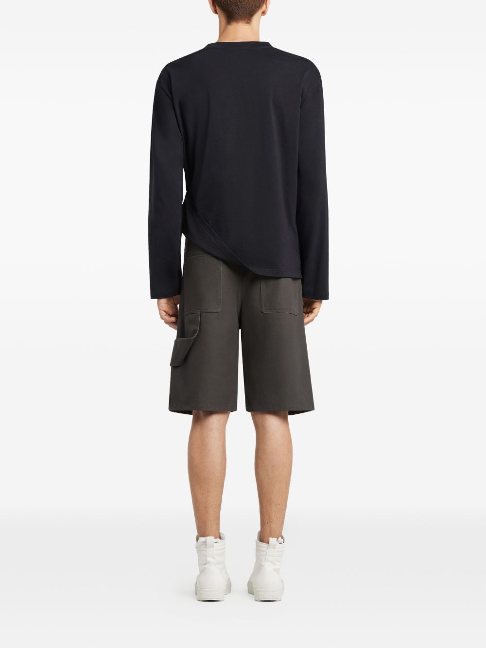 Long-Sleeved Cropped Silk And Nylon Top