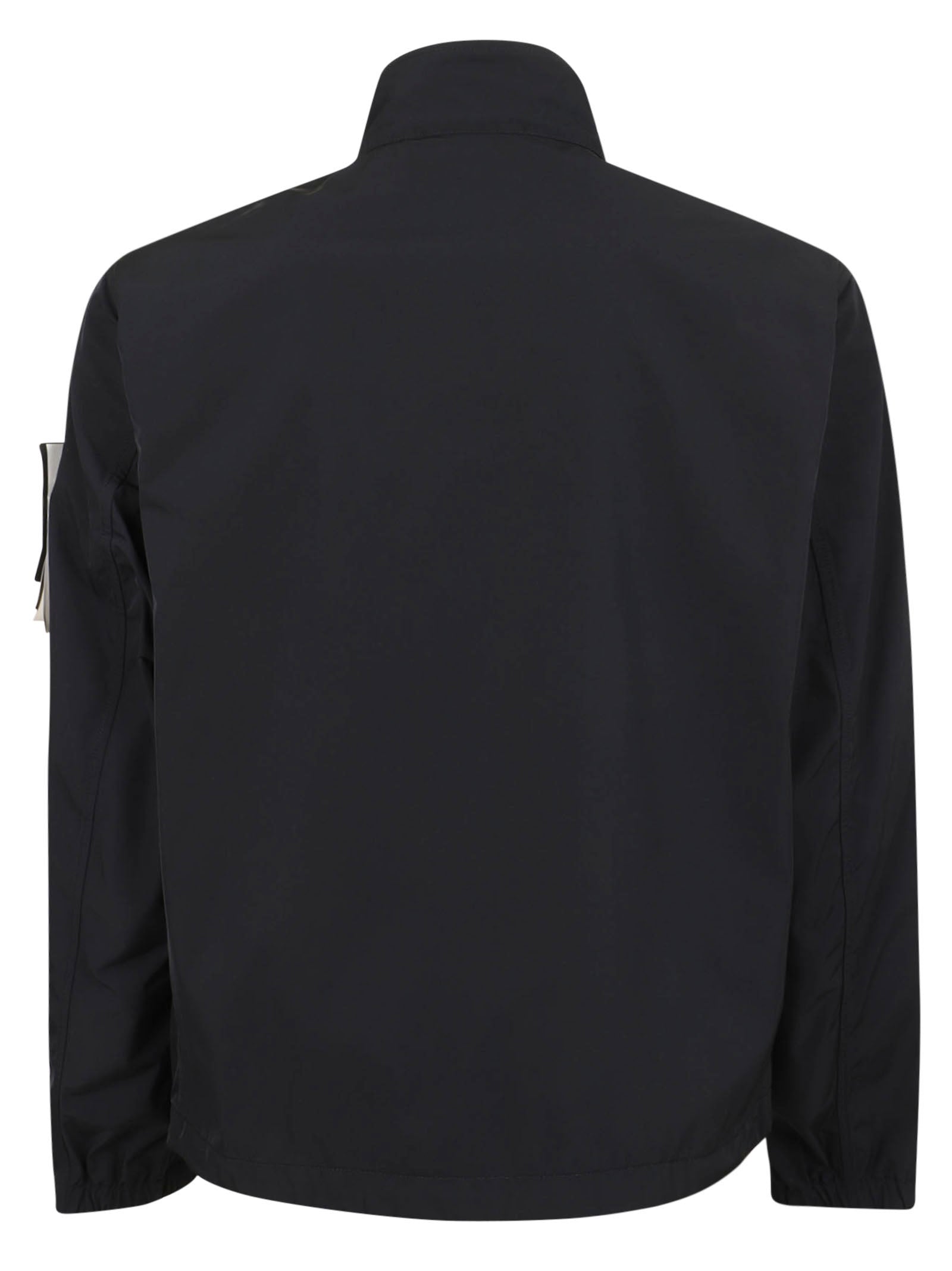Micro Twill Polyester Jacket With High Collar And Button Closure