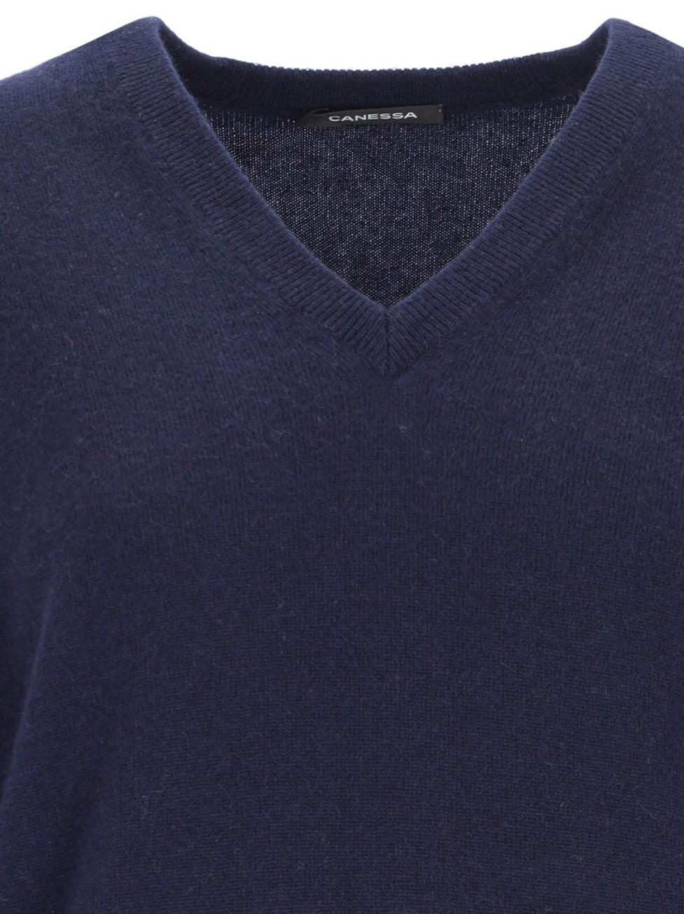 V-Neck Sweater In Blue Cashmere Navy
